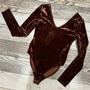 a.n.a Velvet Brown Long Sleeve Bodysuit